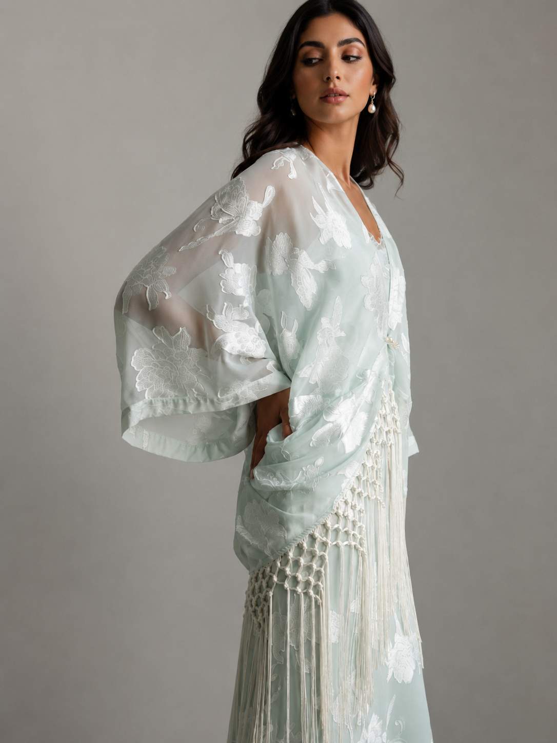 Amara Fringe Kimono Mint