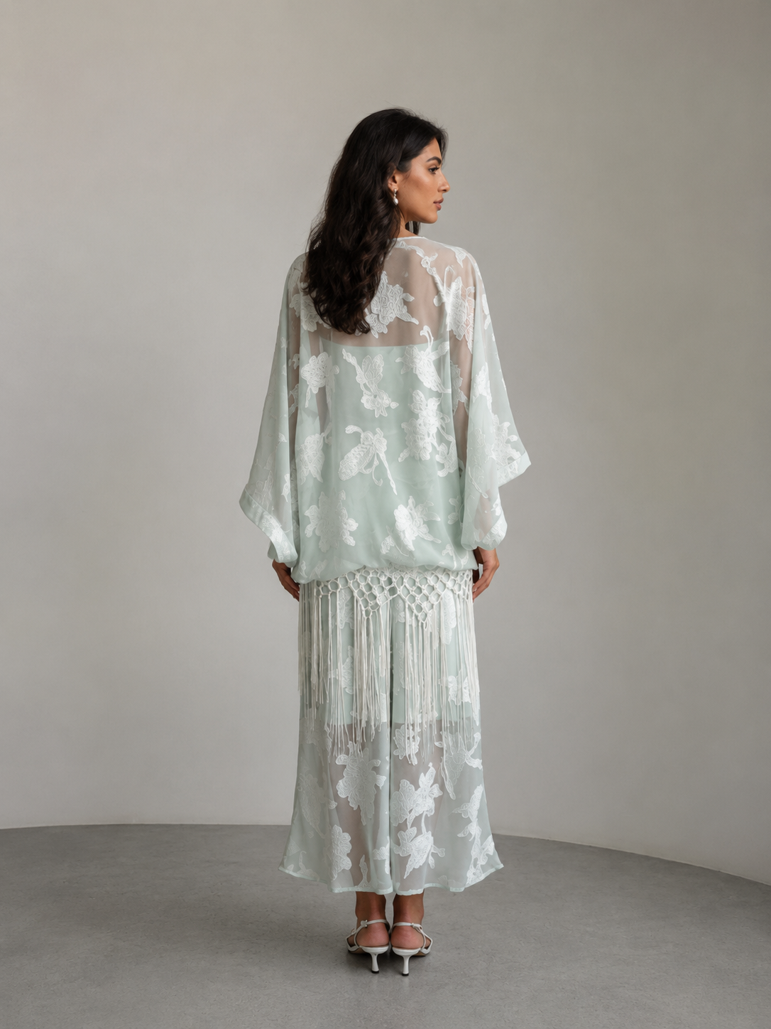 Amara Fringe Kimono Mint