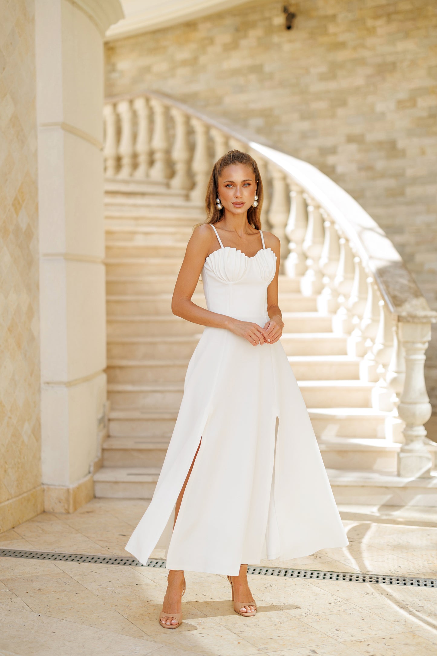 Aurélia Pleated Bust Midi Dress