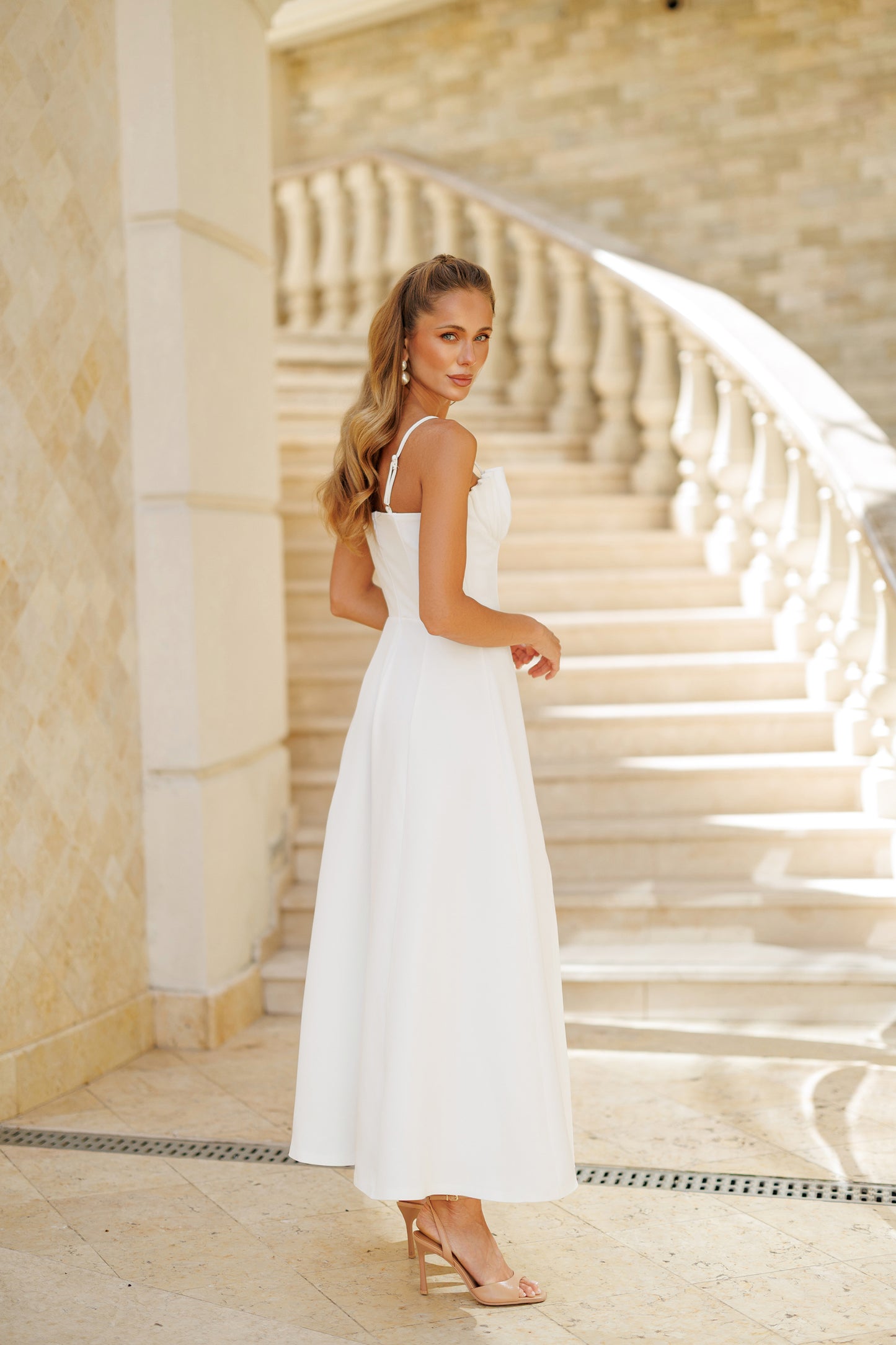Aurélia Pleated Bust Midi Dress