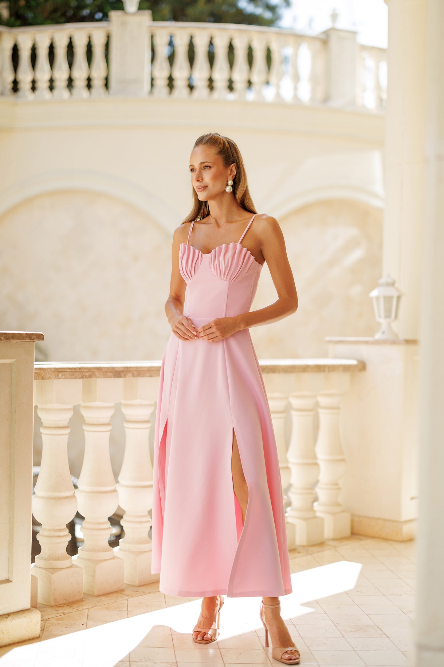 Aurélia Pleated Bust Midi Dress