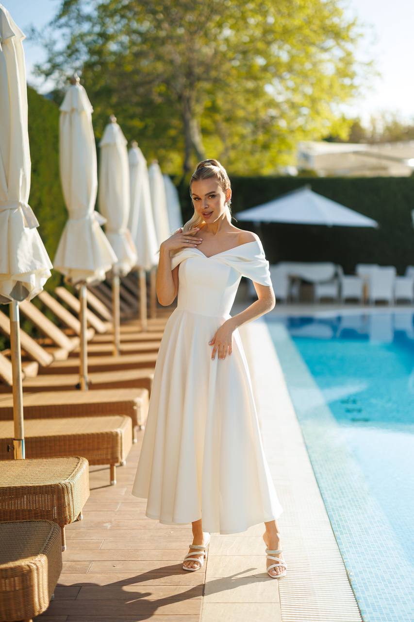 Valentina Off-Shoulder Midi Dress Milk