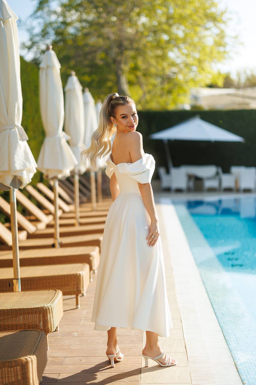 Valentina Off-Shoulder Midi Dress Milk